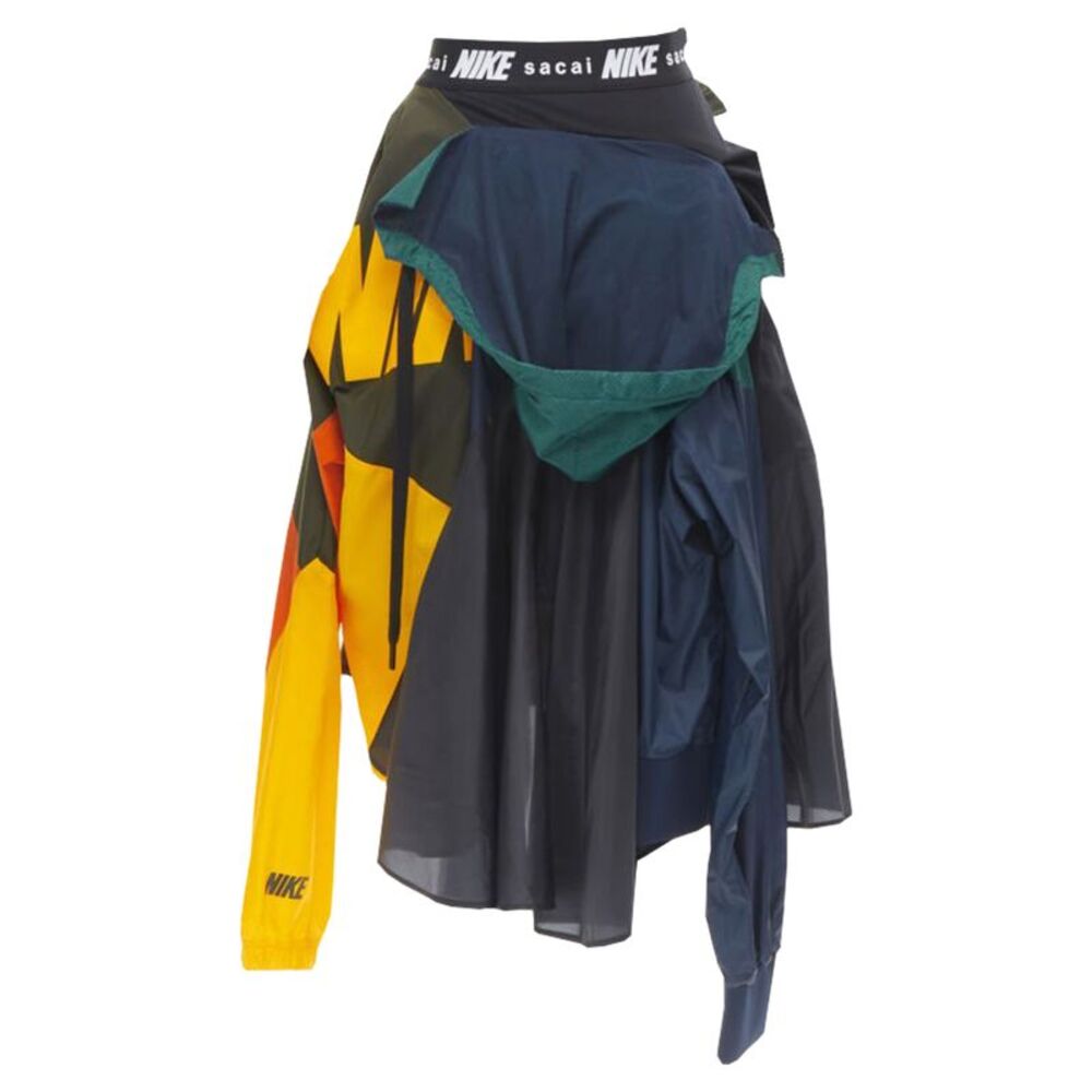Sacai Nike windbreaker patchwork draped skirt - image 5